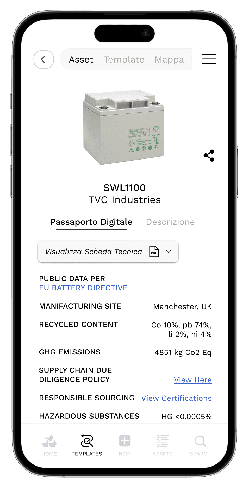 A battery with all its technical details